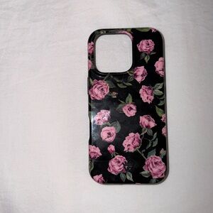 iPhone 16 Pro Floral Black and Pink Phone Case